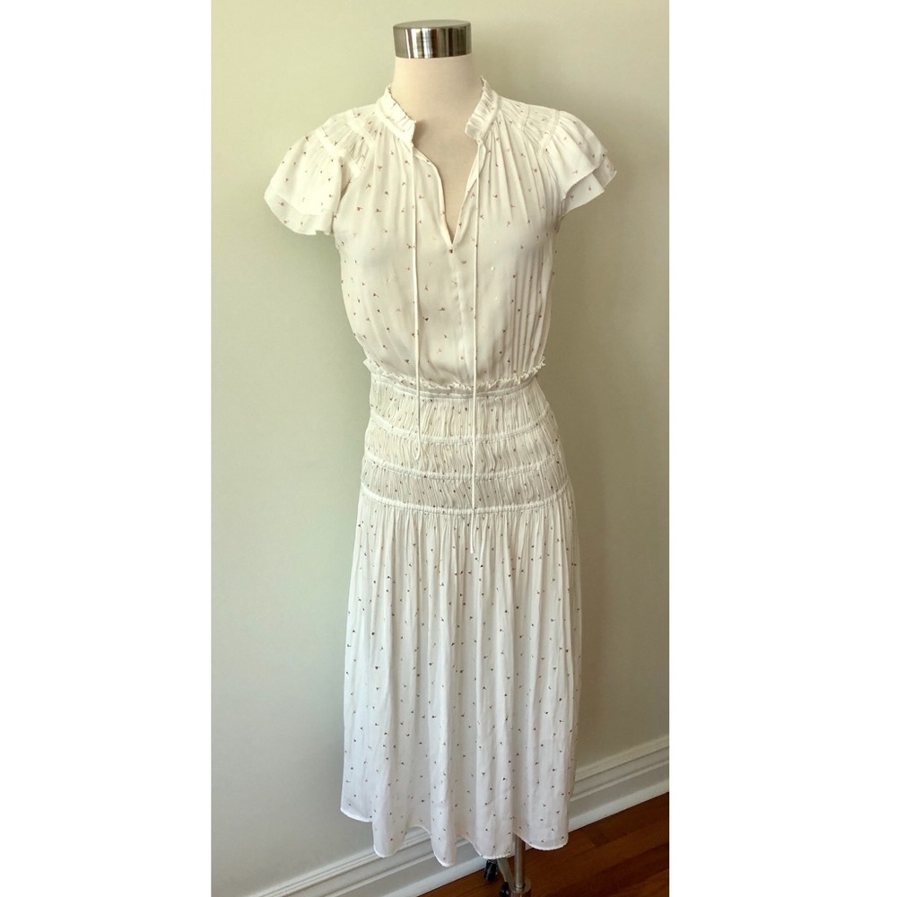 CURRENT AIR DANDELION FOLL PRINT MIDI DRESS